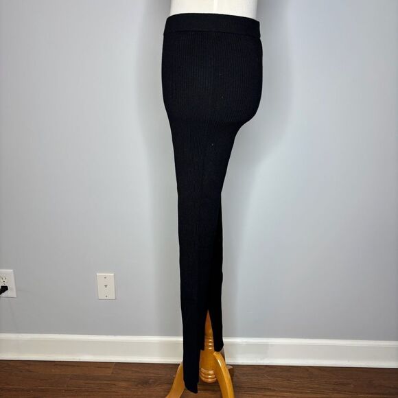 Babaton- Black Ribbed Pants w/ Ankle Slit - Picture 4 of 4